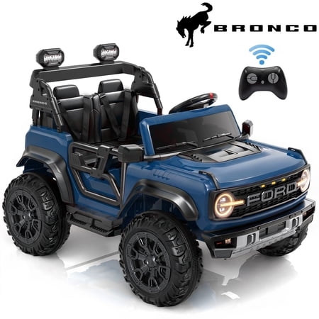 iYofe 24V 2 Seater Ford Bronco Raptor Powered Ride on Car with Remote Control, Bluetooth, Ages 3-8, Blue
