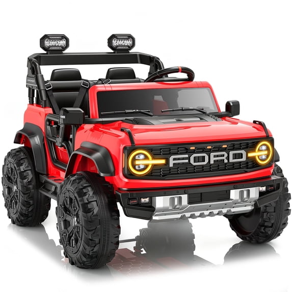 iYofe 24V 2 Seater Ford Bronco Raptor Powered Ride on Car with Remote Control, 4 Wheels Suspension, Ages 3-8, Red