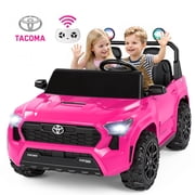 24V Ride On Car for Kids, Licensed Toyota Tacoma 2 Seater Battery Powered Ride On Truck Toy with Remote Control, 4 Wheel Suspension, Colorful Lights, Music, Electric Car for Boys Girls 3&ndash;8, Pink