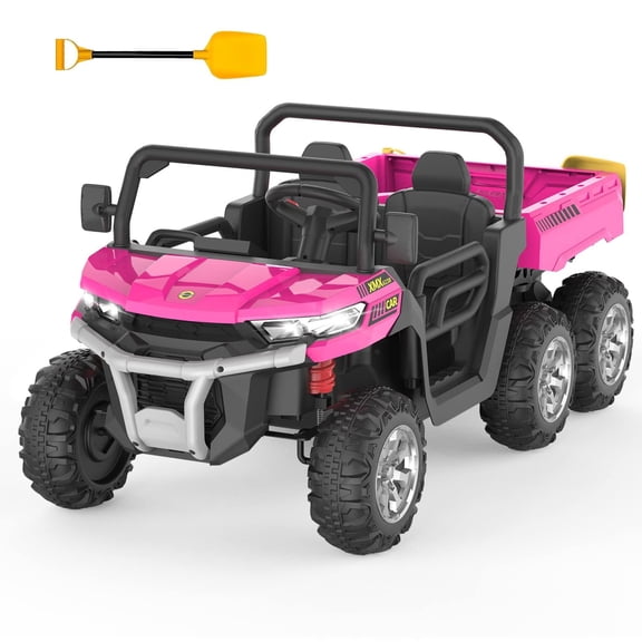 24V 2 Seater Ride On Dump Truck for Big Kids - Electric Ride On Car with Auto-Lifting Bed, 4x75W Motors, Parent Remote Control & 6 Wheels - 110 LBS Capacity, 5 MPH Kids Truck Toy