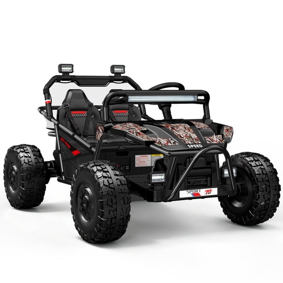 iRerts 36V Powered Ride on Toys for Big Kids, 2 Seater Ride on Cars with Metal Frame, Bluetooth Music, 4 Wheels Suspension, Electric Ride on Vehicles for Boys Girls, Black