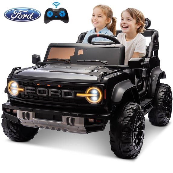 Conchico 24V 2 Seater Licensed Ford Bronco Powered Ride-On Truck, Kids Ride on Toys with Remote Control & Seatbelt, Black