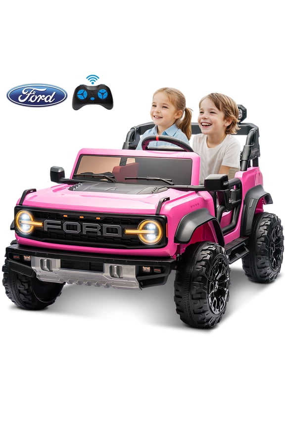 24V 2 Seater Licensed Ford Bronco Powered Ride-On Truck, Kids Ride on Toys with Remote Control & Seatbelt, Pink