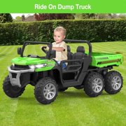 24V 2-Seater Ride-On Dump Truck For Kids With Remote Control Green
