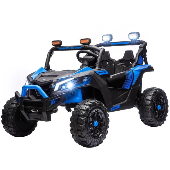 24V 2-Seater Ride-On UTV with Remote Control, Dual 120W Motors, 4-Wheel Suspension & LED Lights for Ages 3-8, Blue