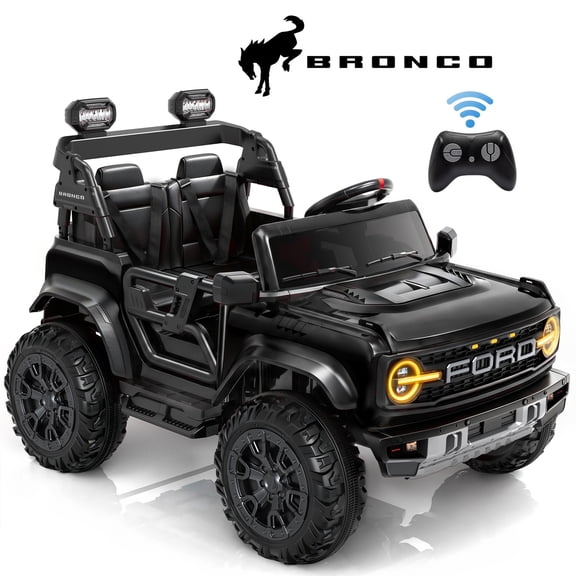 Ford Bronco Raptor 24V Ride on Toys, 2 Seater Ride on Cars with Remote Control, Bluetooth Music, Spring Suspension, Battery Powered Electric Car for Kids Ages 3-8, Black
