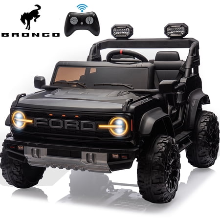 iRerts 2 Seater Ride on Car for Kids, Licensed Ford Bronco Raptor 24v Ride on Toys with Remote Control, Bluetooth, Music, FM Radio, Spring Suspension, Electric Car for Kids Boys Girls Ages 3-8, Black