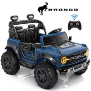 Ford Bronco Raptor 24V Ride on Toys, 2 Seater Ride on Cars with Remote Control, Bluetooth Music, Spring Suspension, Battery Powered Electric Car for Kids Ages 3-8, Blue