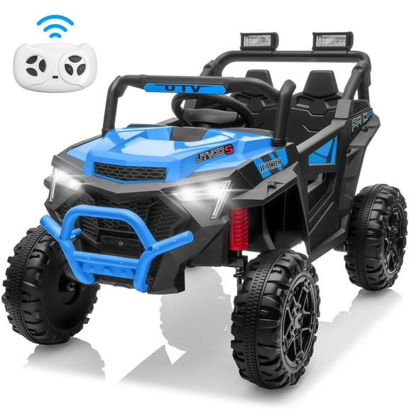 24V Ride on Toy Cars, Kids Ride on UTV Cars with Remote Control, Battery Powered Electric Car for Kids Boys Girls 3-6 w/Bluetooth and Lights, 4 Wheelers Drive, Blue