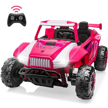24V 2 Seater Ride on Toy Cars, Kids Ride on UTV Cars with Remote Control, Battery Powered Electric Car for Kids Boys Girls 3-8 w/Bluetooth, USB, Dual Flash Light, 4 Wheelers Drive, Pink