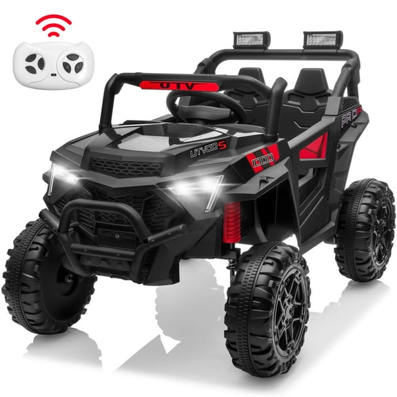 24V Ride on Toy Cars, Kids Ride on UTV Cars with Remote Control, Battery Powered Electric Car for Kids Boys Girls 3-6 w/Bluetooth and Lights, 4 Wheelers Drive, Black