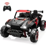 24V 2 Seater Ride on Toy Cars, Kids Ride on UTV Cars with Remote Control, Battery Powered Electric Car for Kids Boys Girls 3-8 w/Bluetooth, USB, Dual Flash Light, 4 Wheelers Drive, Black