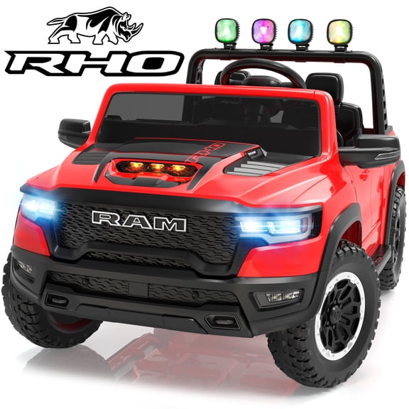 iYofe RAM 24V Kids Ride on Truck Cars for Boys Girls, Battery Powered Ride on Toys with All-Terrain Wheel, Bluetooth, MP3, Electric Car for Kids Toddler with Remote Control, Red