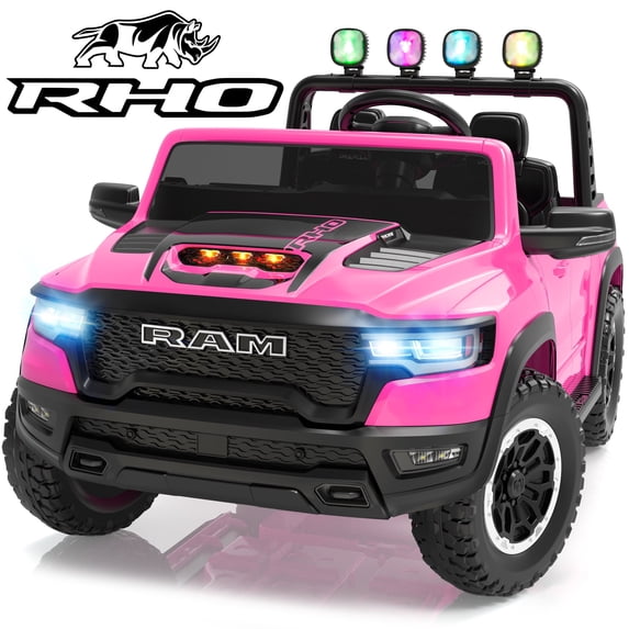 iYofe RAM 24V Kids Ride on Truck Cars for Boys Girls, Battery Powered Ride on Toys with All-Terrain Wheel, Bluetooth, MP3, Electric Car for Kids Toddler with Remote Control, Pink