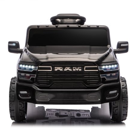 Xuanlur 12V Licensed Dodge RAM 3500 Ride on Toy for Kids, Toddler Ride on Truck with Remote Control, 2WD, Rear Shock Suspension, LED, Electric Car for Kids with Bluetooth, 3 Point Safety Belt (Black)