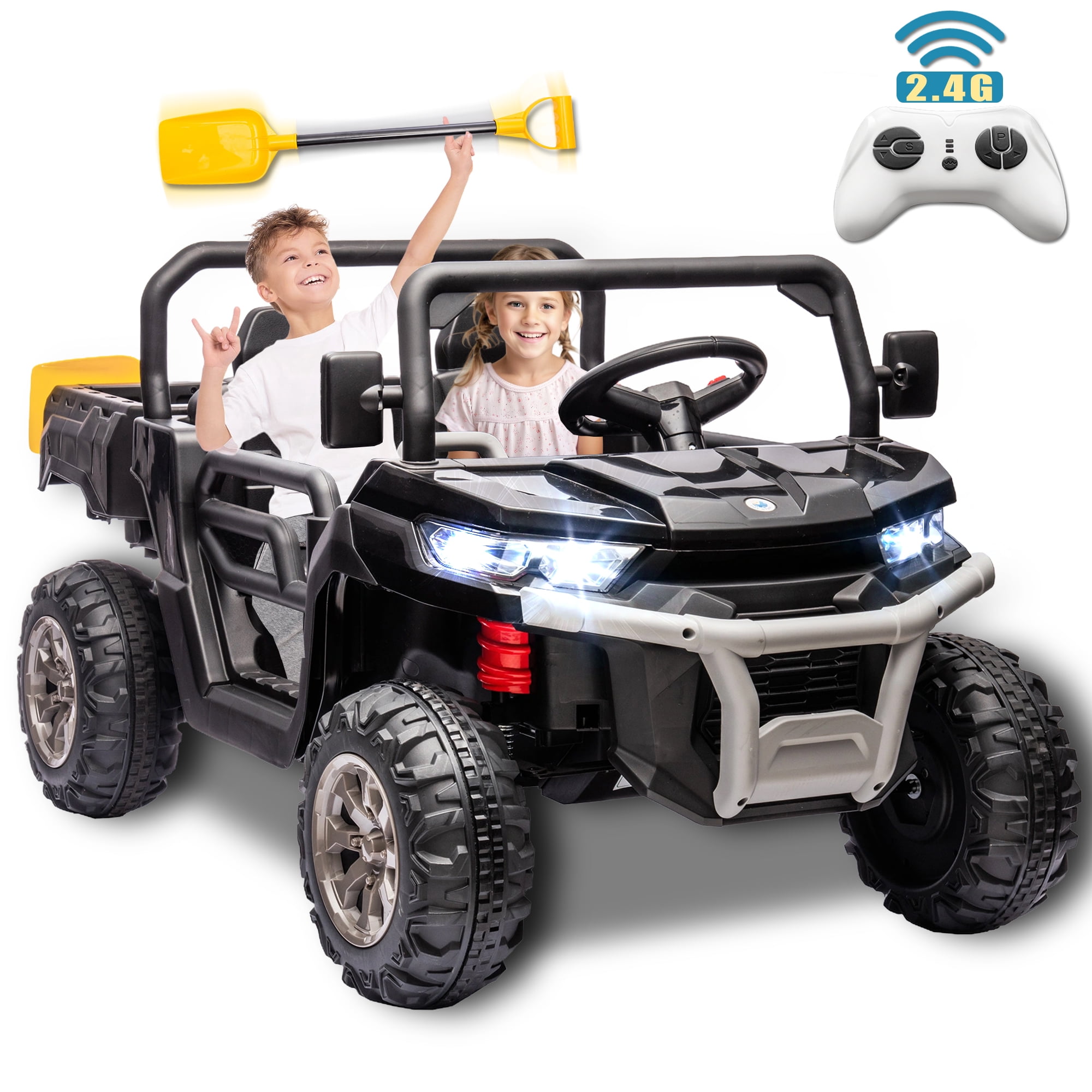 Hikiddo 24V Ride on Toys, 2-Seater Ride on Police Car Truck with