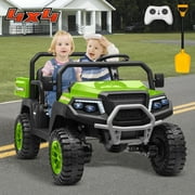 24V 2 Seater Ride on Toys UTV for Kids w/Parent Remote Control, 4WD 7AH Kids Battery Powered Vehicles, Bluetooth Spring Suspension, Storage for Gift, Green