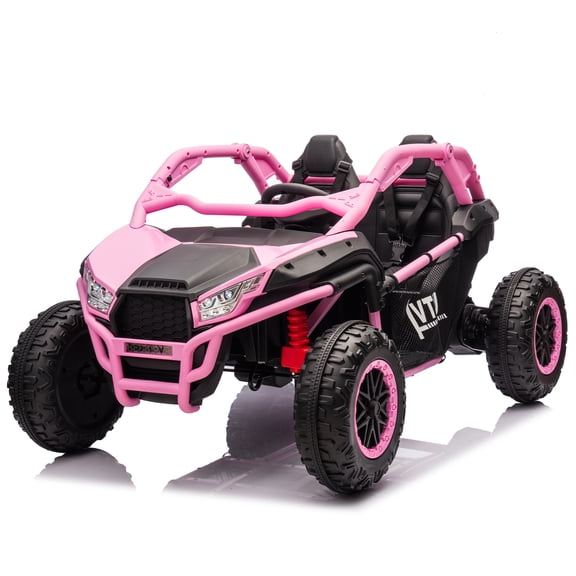 Xuanlur 24V 2 Seater Ride on Toys w/Remote Control, 400W Powerful Motors, Kids Electric Vehicles w/20" Spacious Seat, 3 Speeds, Max 6 mph, Bluetooth, Pink