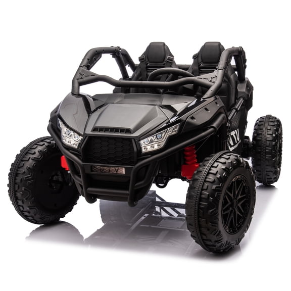 Xuanlur 24V 2 Seater Ride on Toys UTV w/Remote Control, 400W Powerful Motors, Kids Electric Vehicles w/20" Spacious Seat, 3 Speeds, Max 6 mph, Bluetooth, Black
