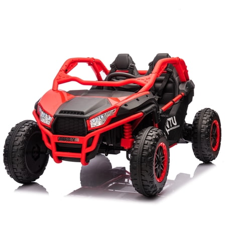 Xuanlur 24V 2 Seater Ride on Toys w/Remote Control, 400W Powerful Motors, Kids Electric Vehicles w/20" Spacious Seat, 3 Speeds, Max 6 mph, Bluetooth, Red