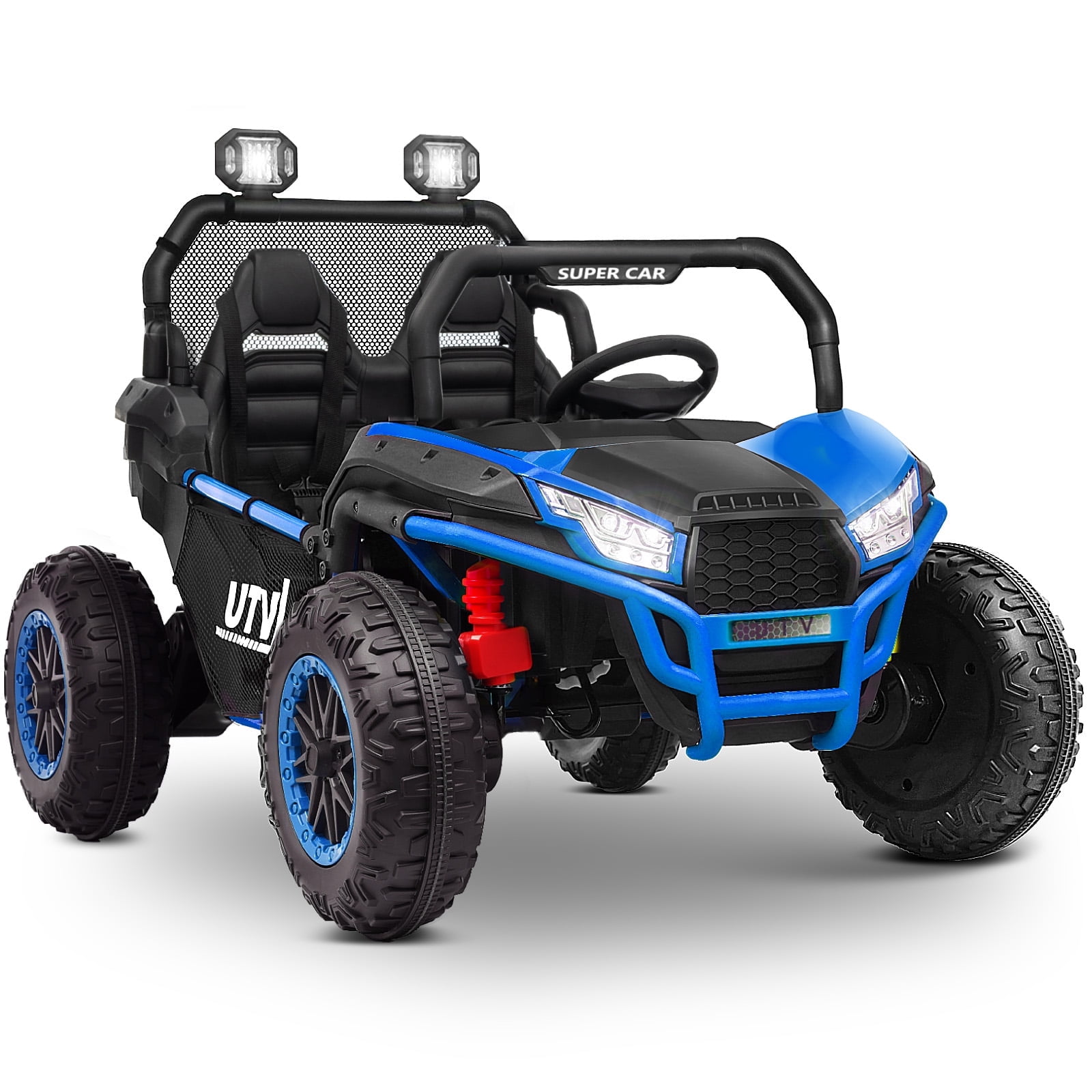 MOEYURO 24V XL Ride-On Car W/ Remote - 2 Seater, 4WD Big Truck For Kids (Pink)