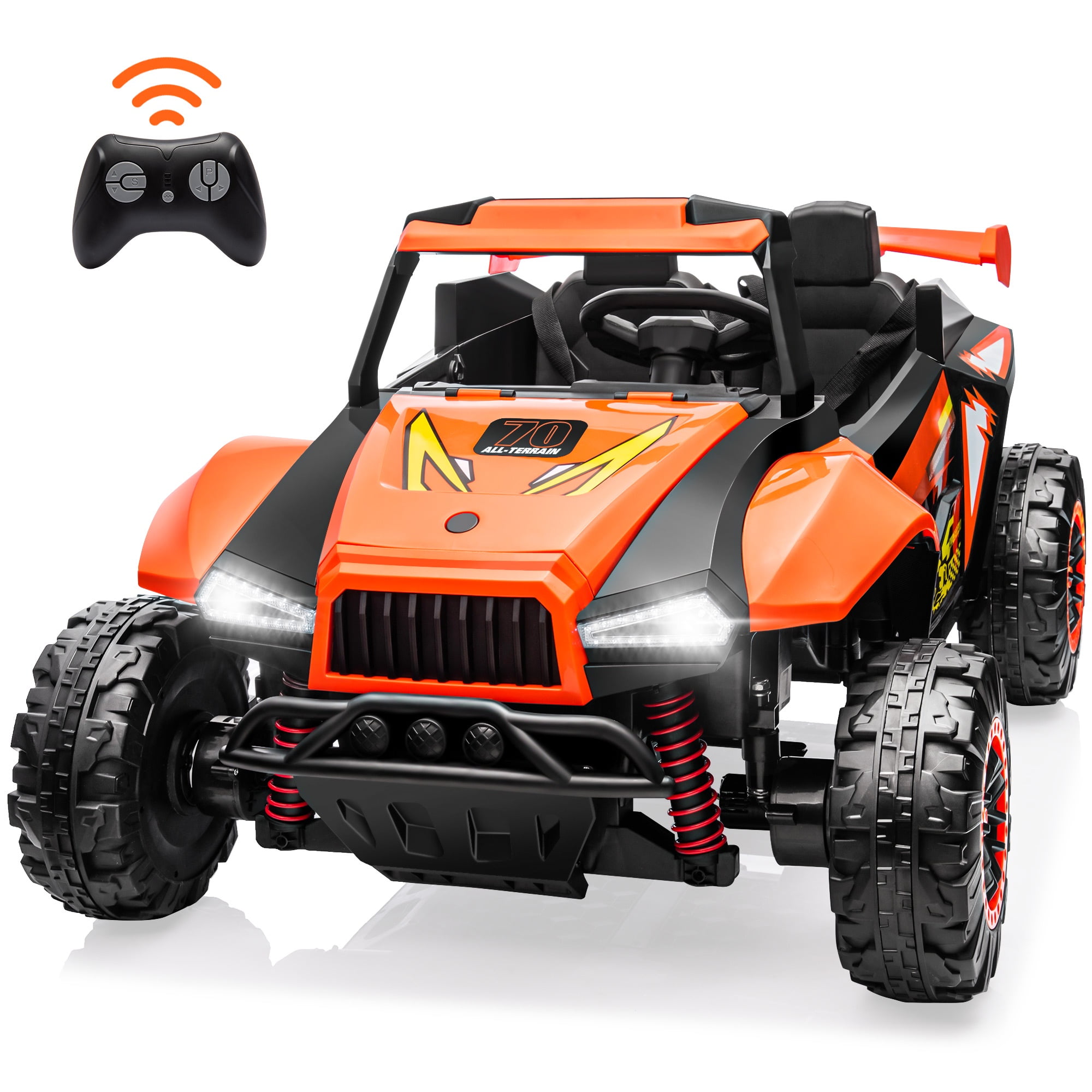 24V Ride on Toy Cars, Kids Ride on UTV Cars with Remote Control, Battery Powered Electric Car for Kids Boys Girls 3-6 w/Bluetooth and Lights, 4 Wheelers Drive, Blue