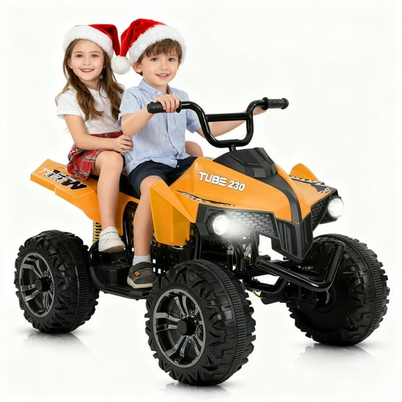 Neche 24V 2 Seater Ride on Toy, 4*200W Motors,9AH Battery Powered ,4-Wheeler Kids ATV with Bluetooth & LED lights, for Ages 3-8,Orange