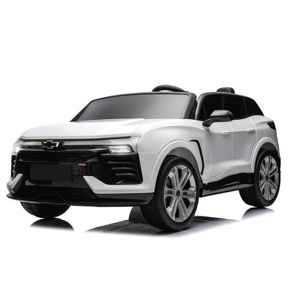 24V 2-Seater Licensed Chevrolet Blazer SUV Ride On w/ Remote, 3-Speed, Wireless Music, MP3 Player, Electric Vehicle, White