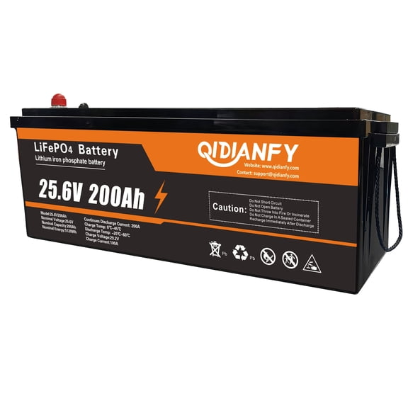 24V 200Ah LiFePO4 Battery 5.12kWh, Built-in 200A BMS, 15000+ Cycles, Rechargeable Lithium Battery for RV Camper, Solar Storage, Home Backup & Off-Grid Power