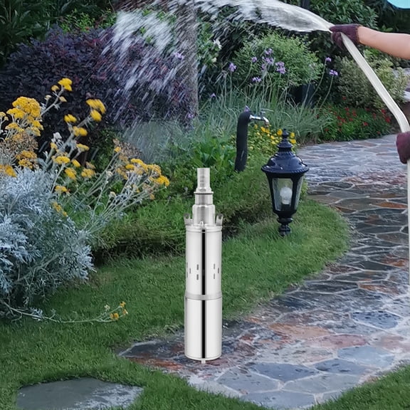 24V 200W Solar Water Pump, Stainless Steel Submersible Well Pump with 396GPH Flow & 98ft Head, 55ft Cable for Deep Well, Farm Ranch Irrigation, Livestock Drinking