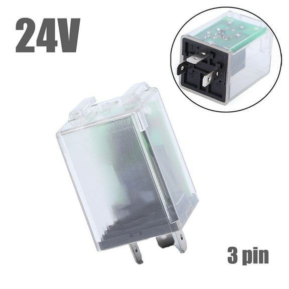 24V 3-Pin Electronic Flasher Relay Unit Turn Signal Indicator Advanced Chip Technology Supports 0.1W-180W Load Short Circuit Overload Protection Stable And Bulb Use Car Truck