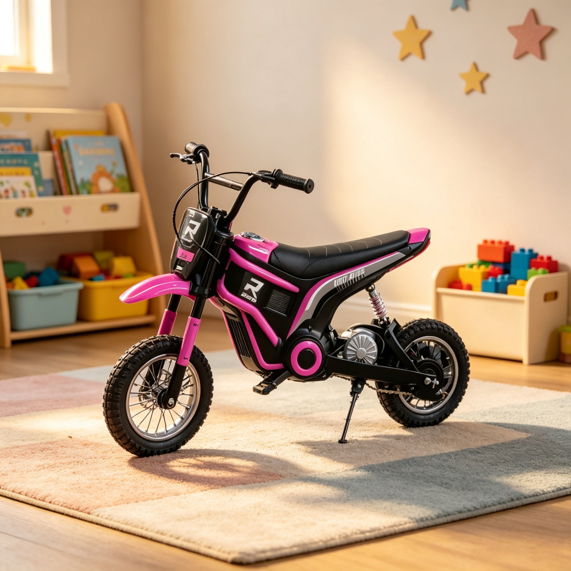 24V 350W Kids Dirt Bike, Electric Motorized, 15 MPH Top Speed, Twist Grip Throttle, Pink