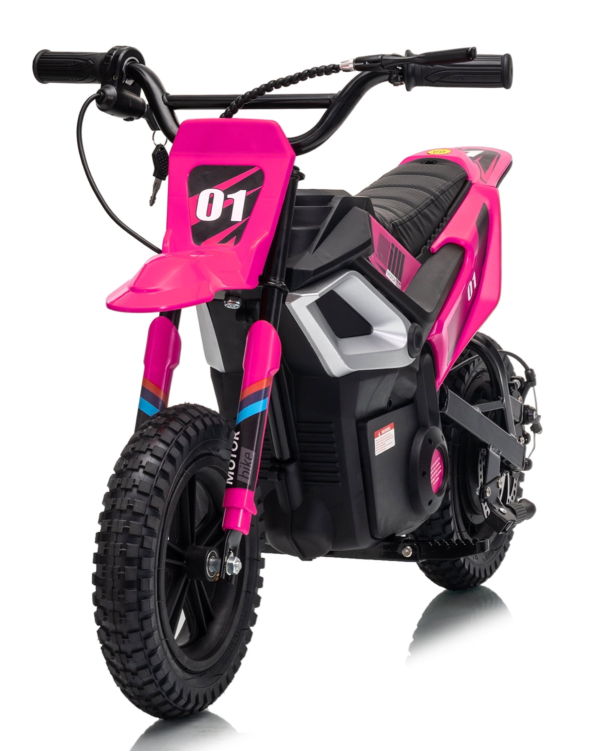 24V 350W Kids Electric Dirt Bike – 14 MPH, 12 Mile Range, Rear Suspension, Twist Throttle, Key Start, Hand Brake, Leather Seat, wireless Music, Ages 8-14 – Rose Red