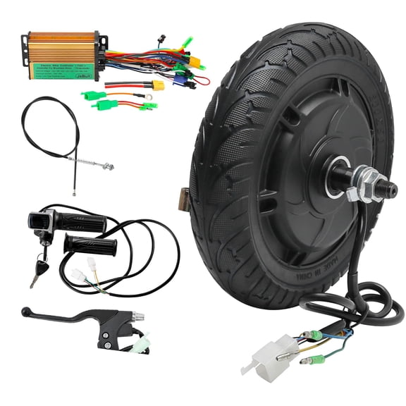 24V 350W Scooter Hub Motor with 8 Inch Wheel 20050 Solid Tire, Drum Brake, Brushless 24V Wheel Motor Kit with Controller, LCD Throttle & Brake Lever for Scooter Go Kart Mini Bike E Bike