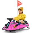 thumbnail image 1 of 24V 360 Degrees Rotating Ride On Drift Car Electric Drifting Go Kart Kids Gifts with High/Low Speed,24V Brushless Motor,Flashing Lights,Flag,Music,Bluetooth(Pink), 1 of 12
