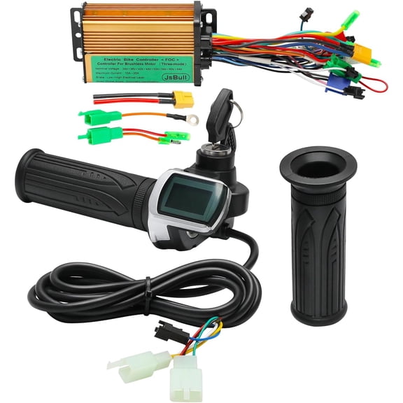 24V 36V 48V 60V 72V 84V Brushless Motor Controller 150W-500W Sine Wave Speed 6 MOSFET 10A-20A with PAS for Hub Motor Scooter e Bike Bicycle ATV Quad Go Kart (Gold, with 60V LCD Throttle)