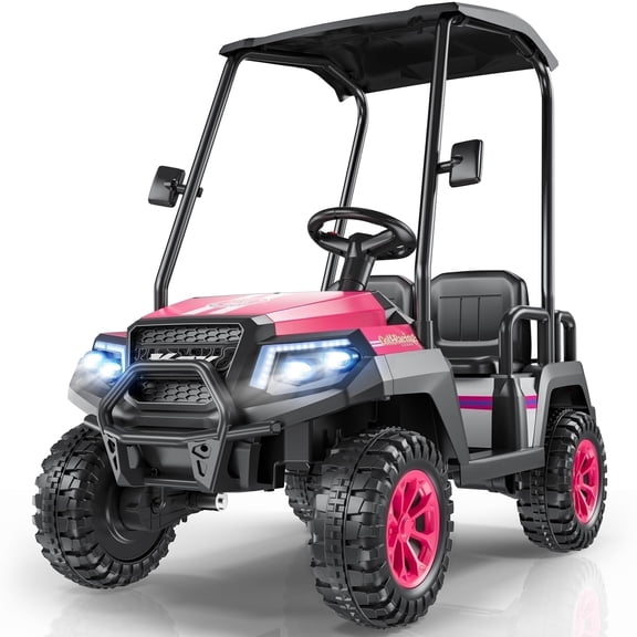 LIGIANT 24V Kids Golf Cart, 4 Seater Ride On Electric Golf Cart for Kids, 4WD Driving Car with Remote Control, Bluetooth Music, Detachable Canopy