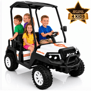 24V 4-Seater Kids Electric Golf Cart, 4WD Ride-On Car with Remote Control,Bluetooth Music& Detachable Canopy, White