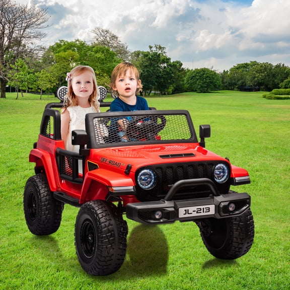24V 4-wheel Drive Kids Ride-On Truck with Remote Control | 2-Seater Off-Road UTV, Switchable 2WD/4-wheel Drive, LED Lights & Storage for Boys Girls 3-8 Years Old