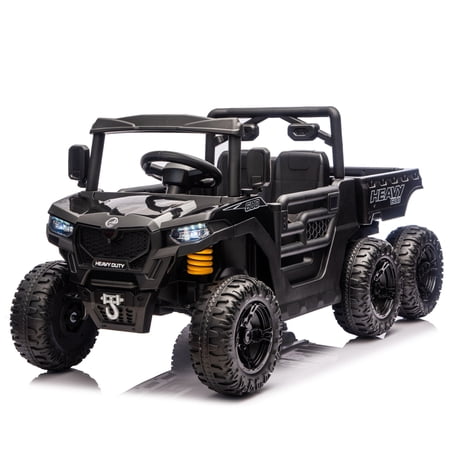 24V 400W 4WD Six-Wheel Electric Dump Truck with 2.4G Remote, Bluetooth Audio & Six-Wheel Suspension, Speeds 1.86-3.11 MPH