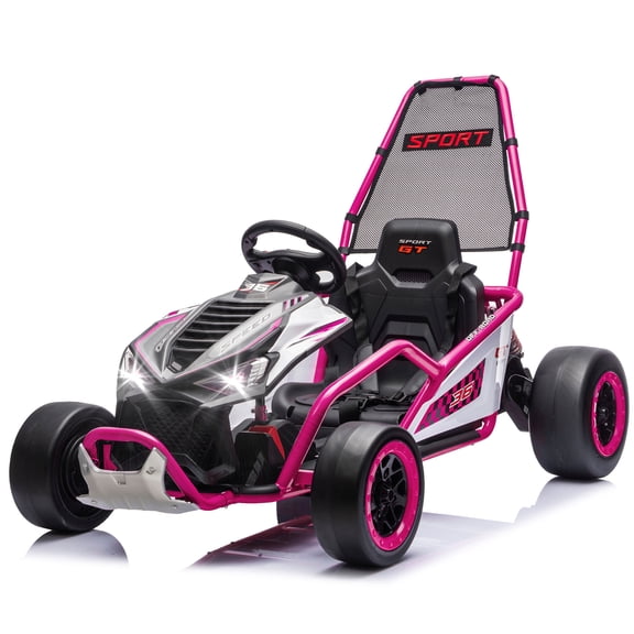 24V 400W Electric kids Ride on Toy,Crazy Go Cart,Drift Car W/Protective Roll Cage,EVA Front Tires,Rear Suspension,5-7.5 MPH,5-Point Safety Harness,Fast-Paced&Drift Mode,Music,Bluetooth for kids 6-12