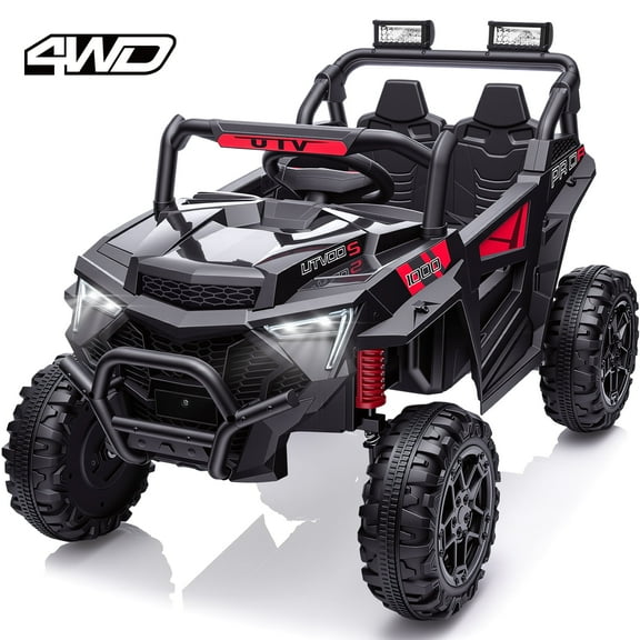24V 400W Kids Ride On Electric UTV Car with Remote Control, Ride on Toys with Advanced Center Panel, Music, Bluetooth, LED Lights, Gift for Boys Girls 3+, Black