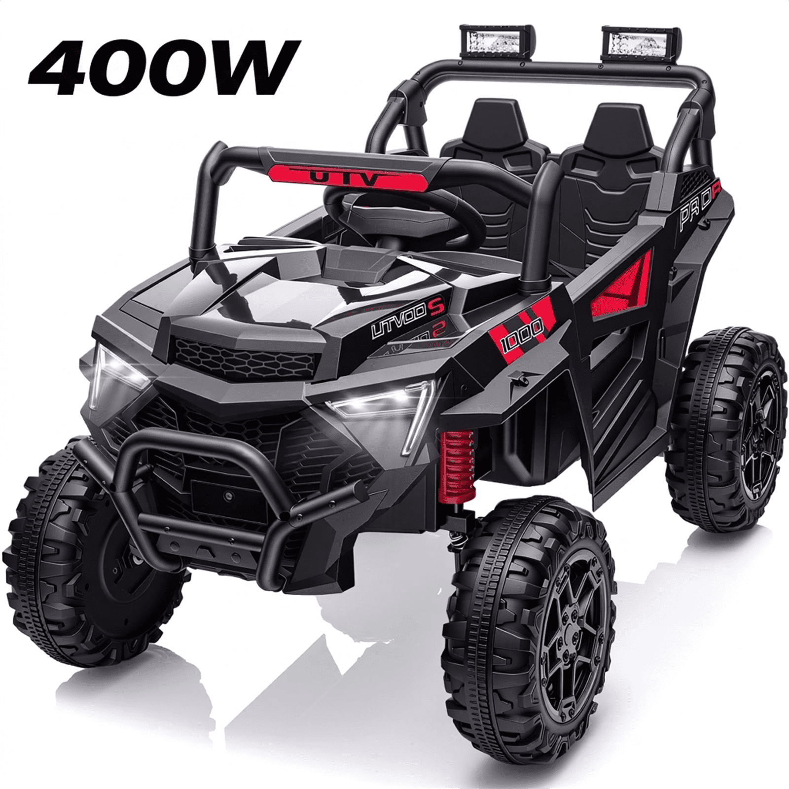 24V 400W Kids Ride On Electric UTV Car with Remote Control, Ride on Toys with Advanced Center Panel, Music, Bluetooth, LED Lights, Gift for Boys Girls 3+, Black