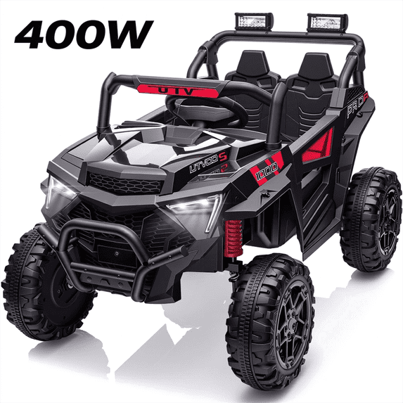 24V 400W Kids Ride On Electric UTV Car with Remote Control, Ride on Toys with Advanced Center Panel, Music, Bluetooth, LED Lights, Gift for Boys Girls 3+, Black