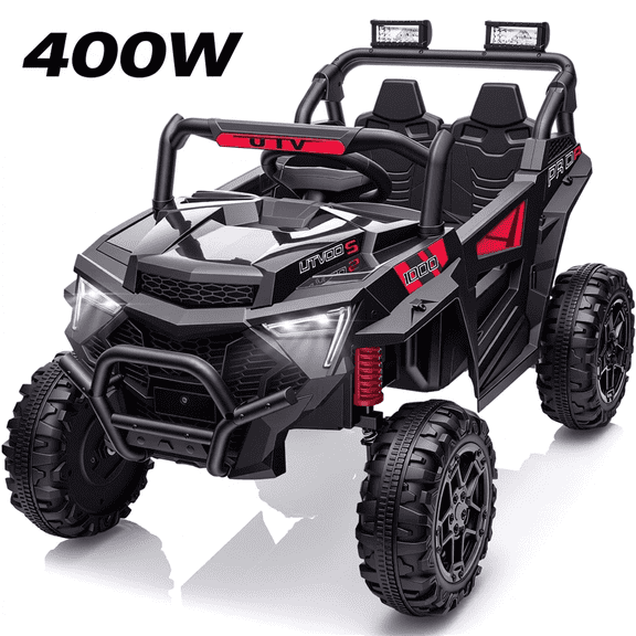 24V 400W Kids Ride On Electric UTV Car with Remote Control, Ride on Toys with Advanced Center Panel, Music, Bluetooth, LED Lights, Gift for Boys Girls 3+, Black