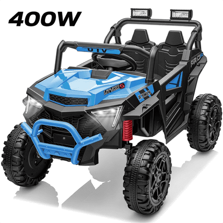 24V 400W Kids Ride On Electric UTV Car with Remote Control, Ride on Toys with Advanced Center Panel, Music, Bluetooth, LED Lights, Gift for Boys Girls 3+, Blue