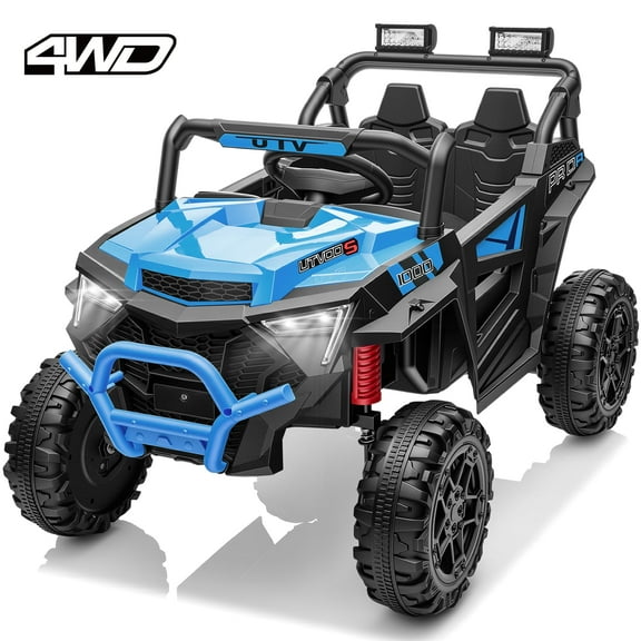 24V 400W Kids Ride On Electric UTV Car with Remote Control, Ride on Toys with Advanced Center Panel, Music, Bluetooth, LED Lights, Gift for Boys Girls 3+, Blue