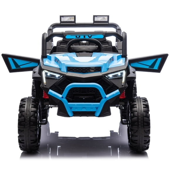 24V 400W Kids Ride On Electric UTV W/Parents Remote Control,Four-Wheel Suspension,LED Lights,Portable Handle,Advanced center panel with USB,MP3,Music,Bluetooth,,Power Display For Kids Aged 3+