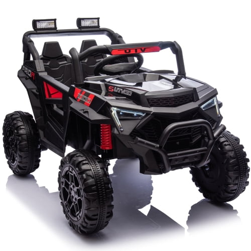 24V / 400W / Kids Ride On UTV / Electric Ride On Car / Parent Remote Control / Four-Wheel Suspension / LED Lights / USB MP3 Bluetooth / Power Display /Black / Ages 3+