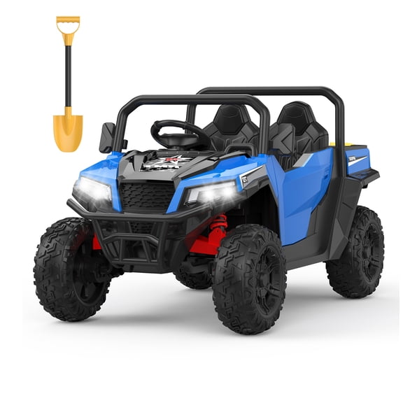 24V 4WD Electric Ride On Dump Truck with Remote Control | 2-Seater Kids Ride On Car | Music Player & LED Lights | Birthday Gift for Ages 3+